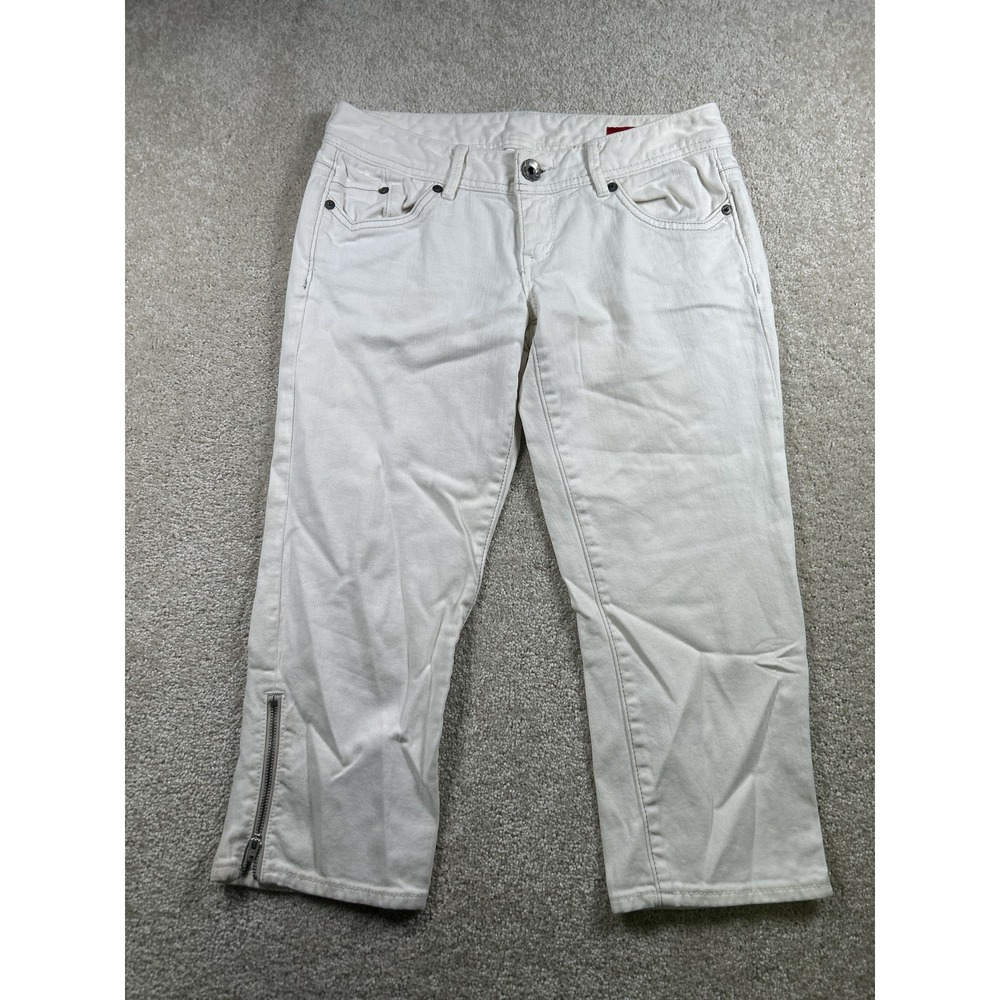 X2 Jeans Womens 2 White Cropped Denim Pants Zip Ankle Stretch Casual Quality
